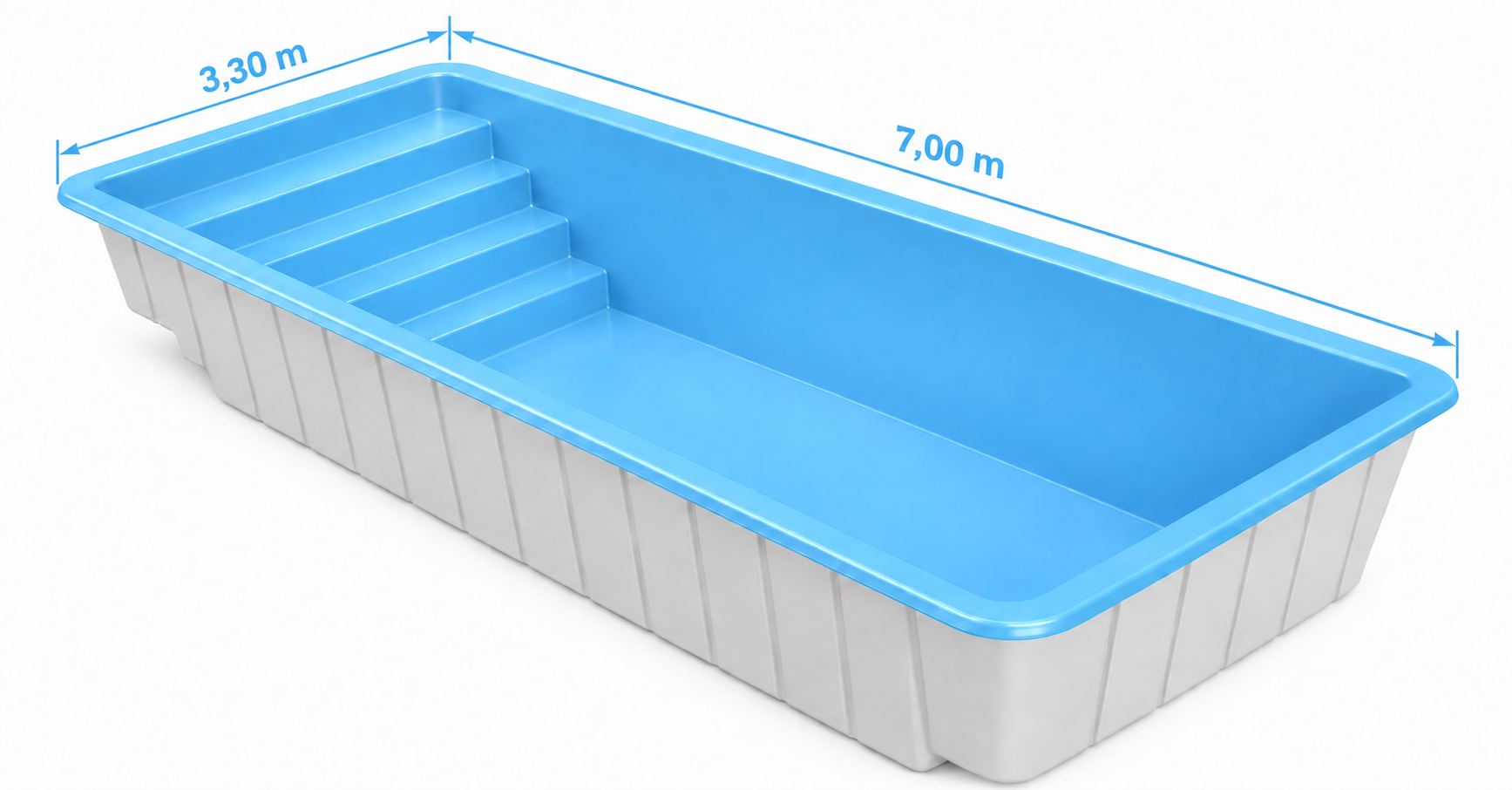 Piscina con escalera veneciana en desnivel, 7,00 x 3,30 m