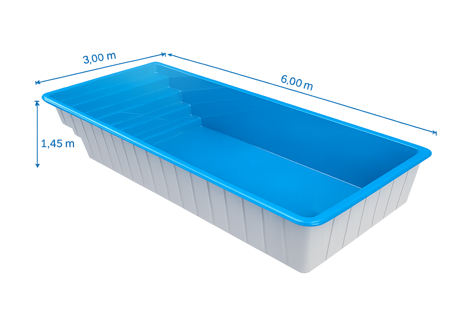 Piscina con Escalera Veneciana (Prof. fija) 6 x 3 m